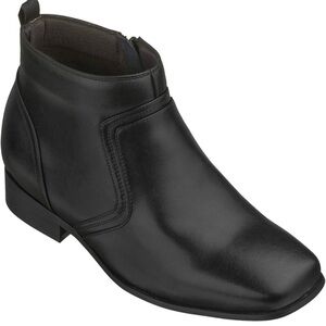 CALTO Invisible Height Increasing Elevator Shoes  Black Leather Zip-up Square 8